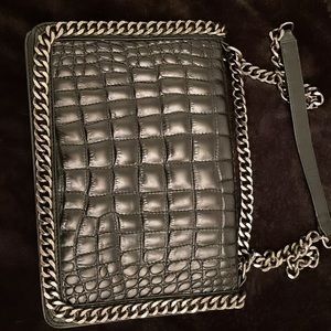 Zara black croc chain bag